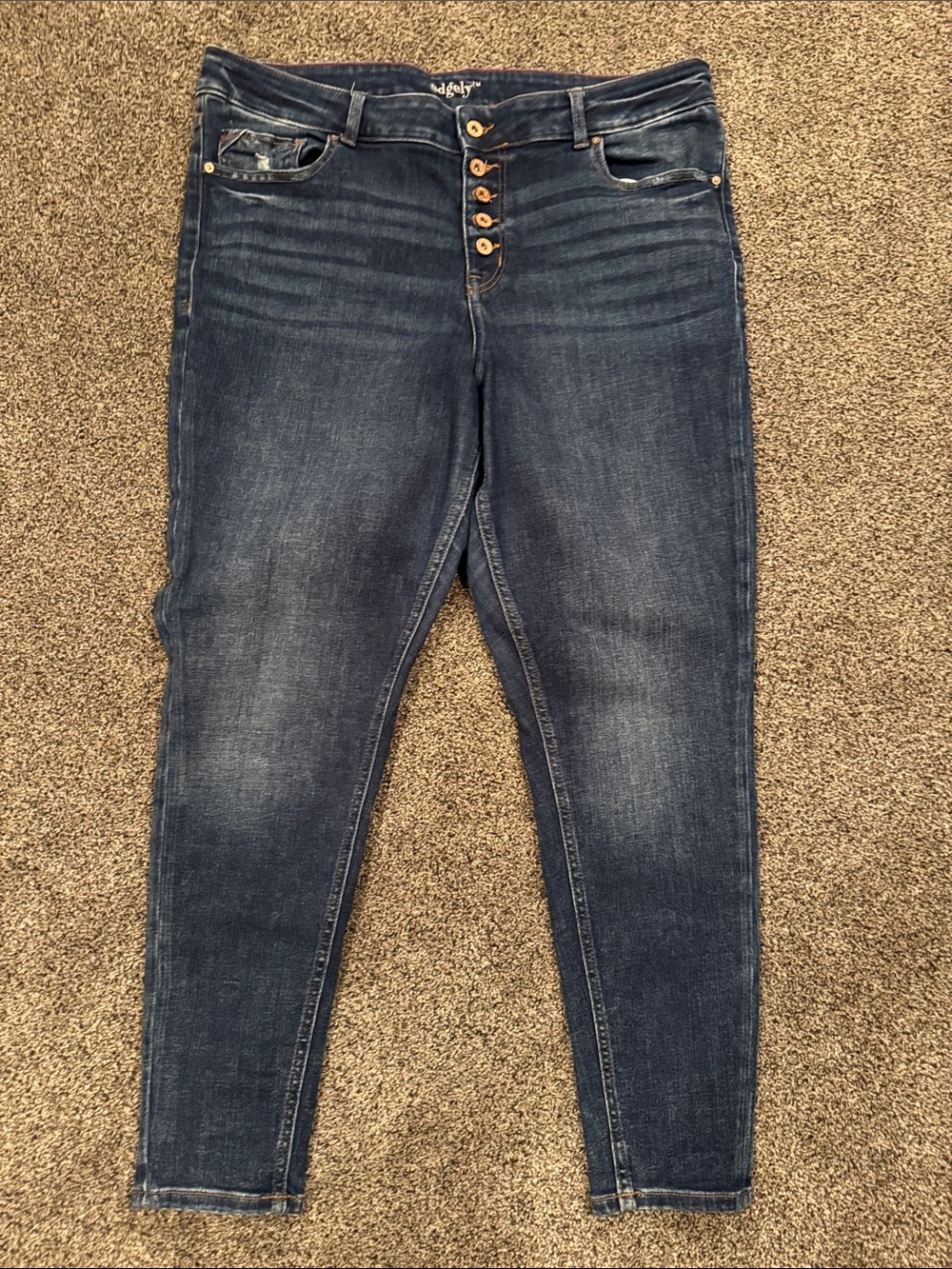 High-Rise Dark Blue Button-Fly Women’s